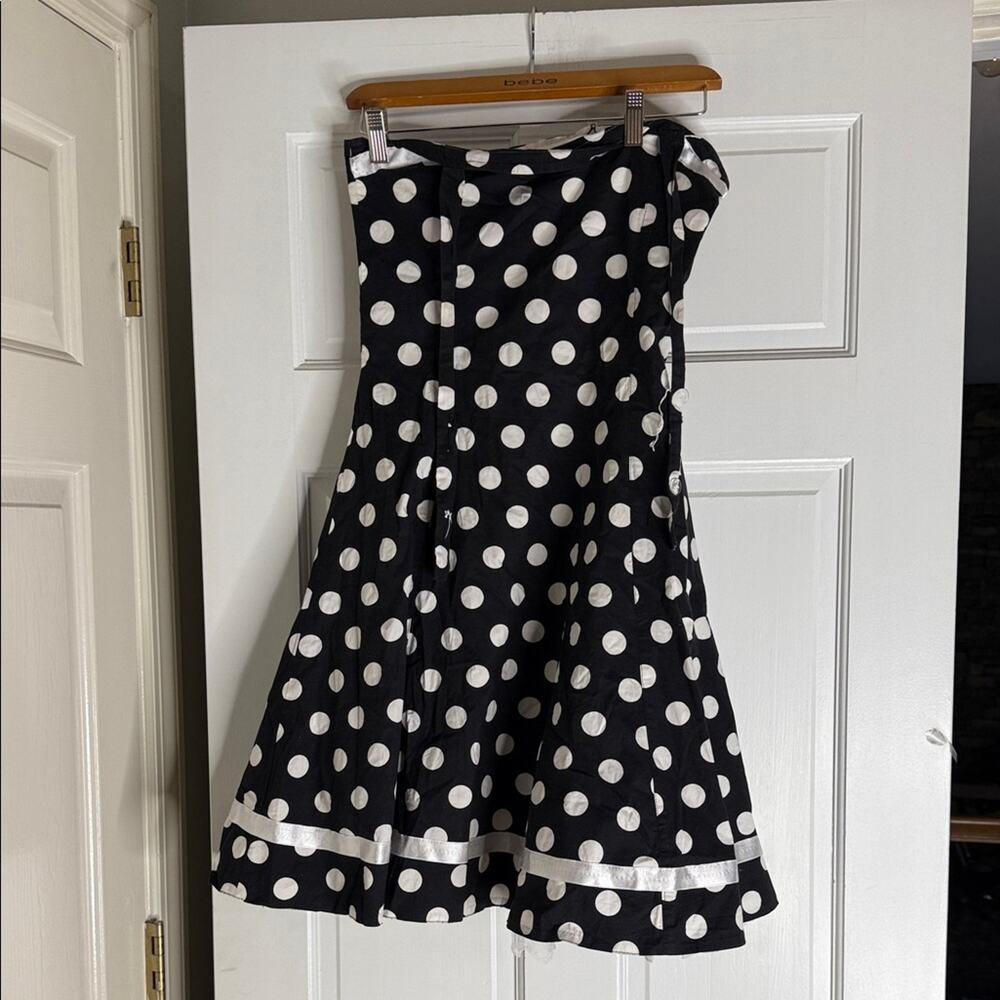 Chic Black and White Polka Dot A-Line Skirt. 16